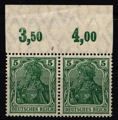 Deutsches Reich 85 II d P OR postfrisch Paar, geprüft Zenker BPP #NJ824