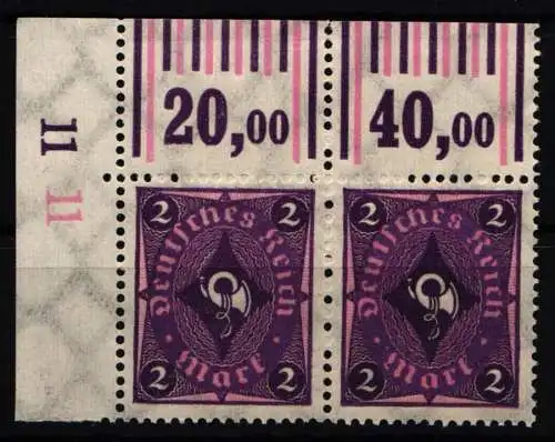 Deutsches Reich 191 W OR postfrisch W OR 1`4`1/1`5`1 im Paar vom Eckrand #NL214