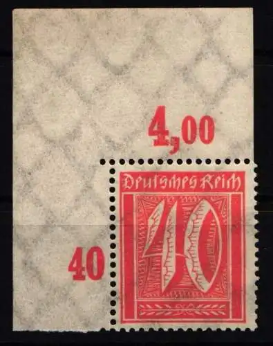 Deutsches Reich 182 P OR postfrisch vom Eckrand #NL181