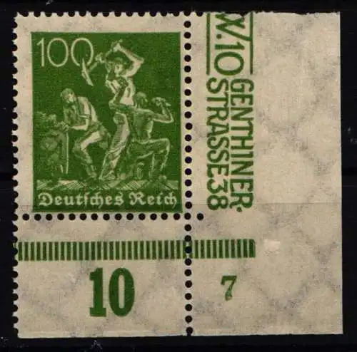 Deutsches Reich 187 PN postfrisch Plattennummer 7 #NL201