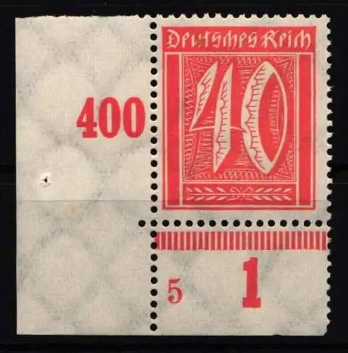 Deutsches Reich 182 PN postfrisch Plattennummer 5 #NL182