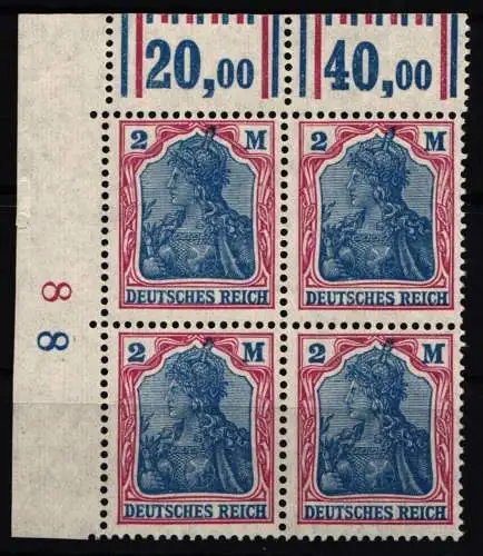 Deutsches Reich 152 W OR postfrisch im 4er Block, W OR 1`4`1/1`5`1 #NL171