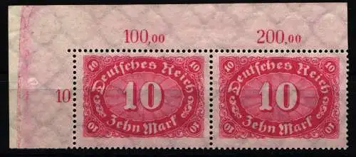 Deutsches Reich 195 P OR postfrisch Paar vom Eckrand, Falz im Rand #NL227