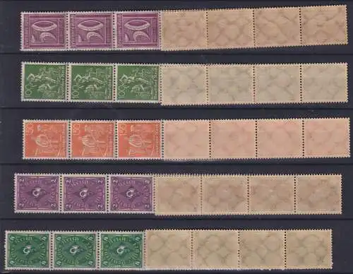 Deutsches Reich 183 R, 187-189 R, 191 R, 193 R postfrisch 11er Streifen #NL262
