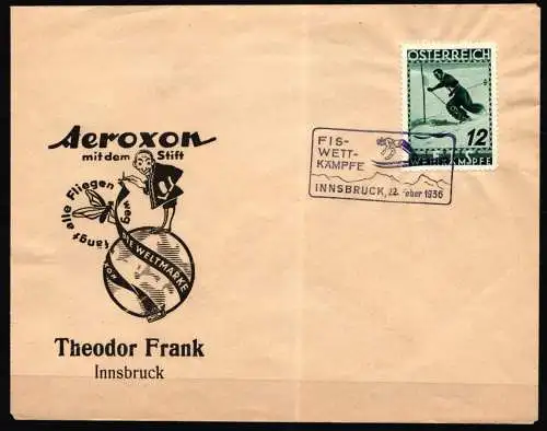 Österreich 623 gestempelt mit FIS-Sonderstempel auf Beleg #NF779