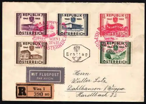 Österreich 1012-1016 auf FDC als R-Brief #NF768