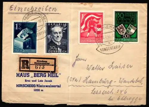 Österreich 952-954 +958 auf Hotel R-Brief #NF790