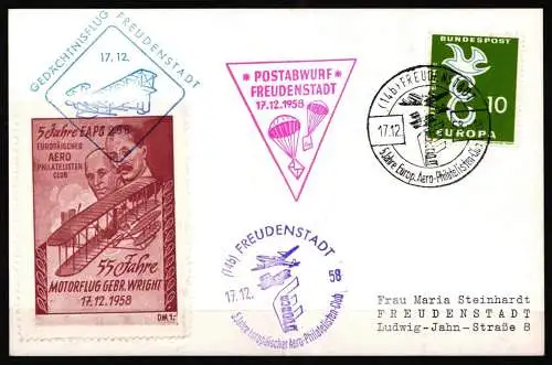 Bund 1095 Flugpost Gedächtnisflug 55 Jahre Motorflug Gebr. Wright #NF812