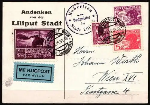 Österreich 469 + 473 +ZuF als Flugpost Liliput-Stadt Wien #NF776