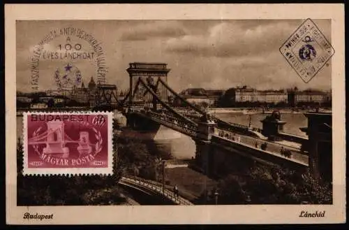 Ungarn 1060 mit Sonderstempel auf Maximumkarte "Kettenbrücke" #NF806