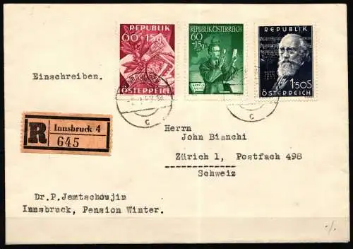 Österreich 946, 957 + 967 gestempelt auf R-Brief in die Schweiz #NF784