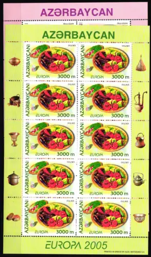 Aserbaidschan 608-609 A postfrisch als Kleinbögen, CEPT 2005 #NF635