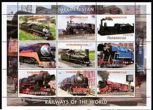 Turkmenistan Block Lokomotive postfrisch #NP198