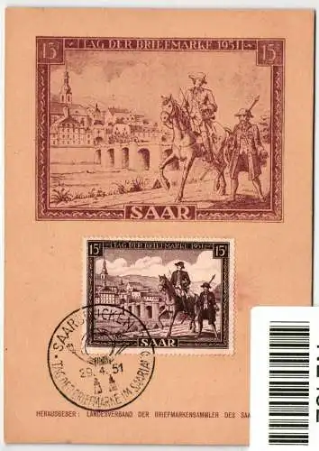 Saarland 305 auf Postkarte Tag der Briefmarke #NL452