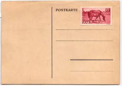 Saarland 265 auf Postkarte Tag des Pferdes, ungestempelt #NL451