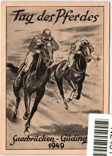 Saarland 265 auf Postkarte Tag des Pferdes, ungestempelt #NL451