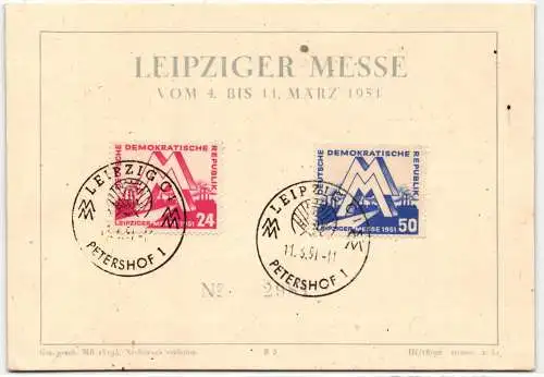 DDR 282-283 auf Ausstellungskarte Leipziger Messe #NA800