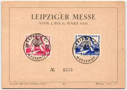 DDR 282-283 auf Ausstellungskarte Leipziger Messe #NA799
