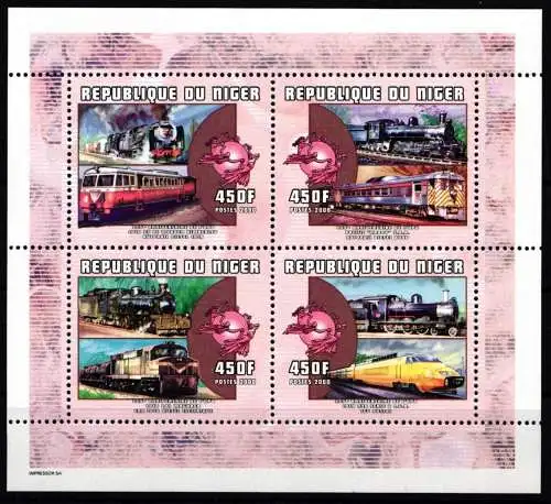 Niger 1875-1878 postfrisch als Kleinbogen Eisenbahn Lokomotive #KP994