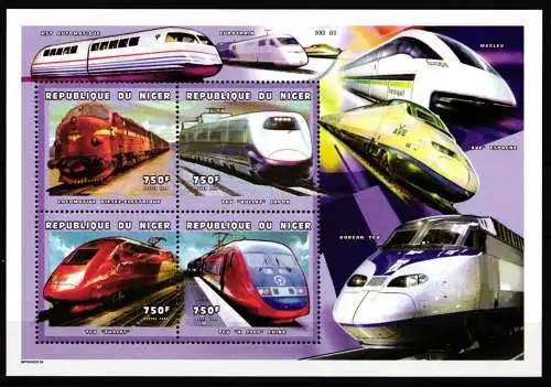 Niger 1753-1756 postfrisch als Kleinbogen Eisenbahn Lokomotive #KP992