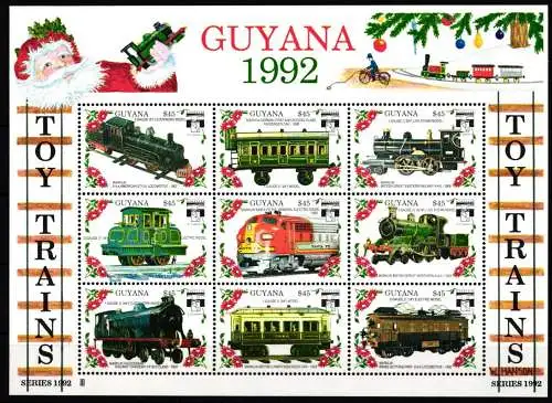 Guyana 3898-3969 postfrisch als Kleinbogensatz Eisenbahn Lokomotive #NO839