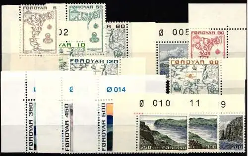 Dänemark Färöer Jahrgang 1975 mit 7-20 postfrisch #NO005