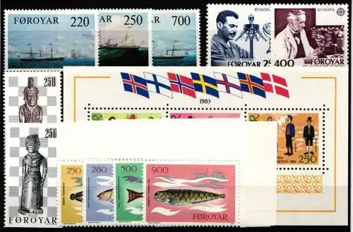 Dänemark Färöer Jahrgang 1983 mit 79-92 postfrisch #NO014