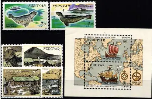 Dänemark Färöer Jahrgang 1992 mit 231-242 ohne 237-238 postfrisch #NO039