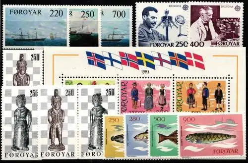 Dänemark Färöer Jahrgang 1983 mit 79-92 postfrisch #NO013