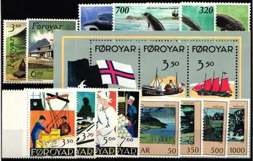 Dänemark Färöer Jahrgang 1990 mit 194-210 postfrisch #NO036