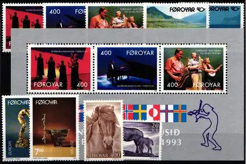 Dänemark Färöer Jahrgang 1993 mit 243-251 postfrisch #NO040