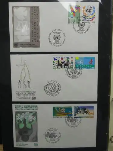 Vereinte Nationen auf Erstagsbriefen über 220 Stck. auf Blanko-Seiten #LZ066