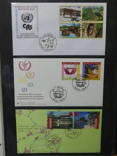 Vereinte Nationen auf Erstagsbriefen über 220 Stck. auf Blanko-Seiten #LZ066