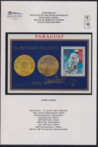 Gedenkblatt "Marina Kiehl" mit Original Autogramm #NP247