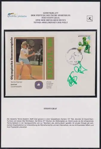 Gedenkblatt "Steffi Graf" mit Original Autogramm #NP232