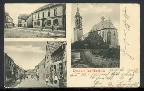 AK Gau-Odernheim, Alzey Land Stadtansichten, Bahnpoststempel 1906 #JJ493