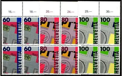 Schweiz 1496-1498 postfrisch als Vierblöcke #NP458