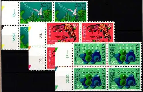 Schweiz 1465-1467 postfrisch als Vierblöcke #NP455