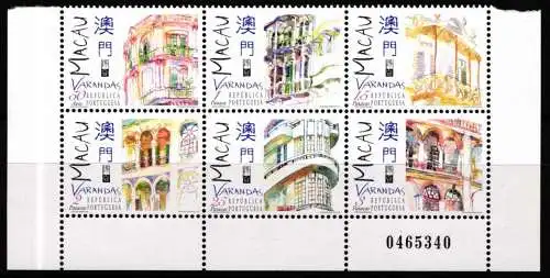 Macau 925-930 postfrisch Sechserblock / Architektur #KC824