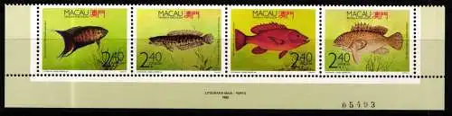 Macau 645-648 postfrisch Viererstreifen / Fische #KC817