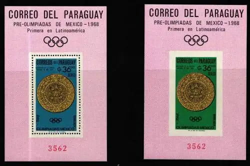 Paraguay Block 81 und 82 postfrisch Olympische Spiele #KC841