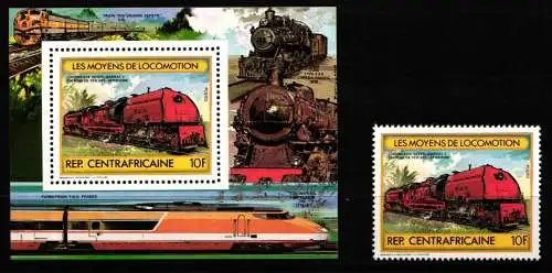 Zentralafrikanische Republik 826 postfrisch Einzelblock / Lokomotive #KC969