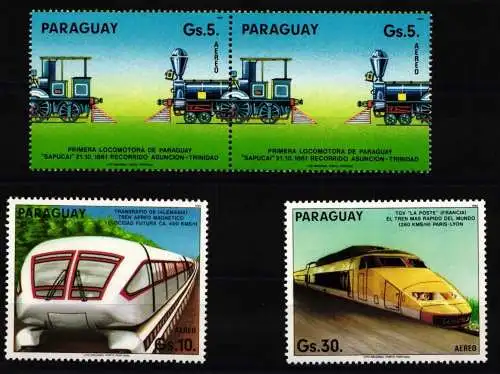Paraguay 3870-3872 postfrisch inkl. waagerechtes Paar / Lokomotive #KC990