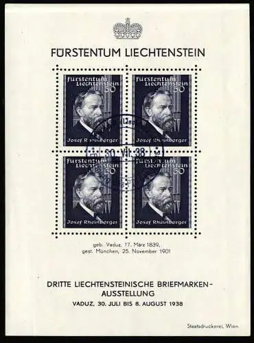 Liechtenstein Block 3 gestempelt #NF887