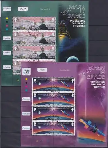 Großbritannien Isle of Man 1030-1037 gestempelt als Kleinbogensatz Raumfahrt #NP938
