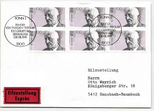 BRD Bund 1556 auf Brief als Mehrfachfrankatur Ersttagsbrief FDC #NP556