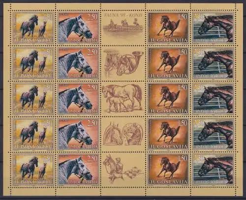 Jugoslawien 2849-2852 postfrisch als ZD-Bogen, Pferde #NM195