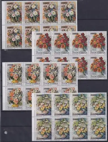 Jugoslawien 2614-2617 gestempelt mit EST, als 8er Blöcke, Blumen #NM222