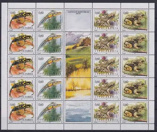 Jugoslawien 2707-2710 postfrisch als Zd-Bogen, Amphibien #NM211