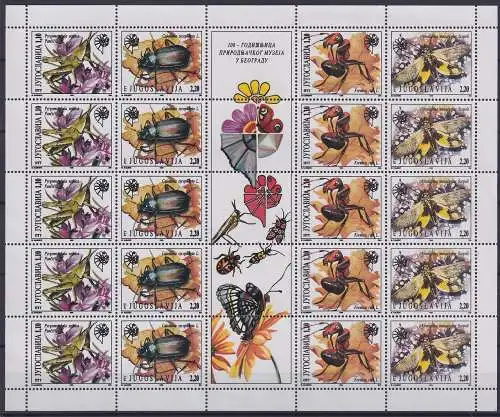 Jugoslawien 2751-2754 postfrisch als ZD-Bogen, Insekten #NM214